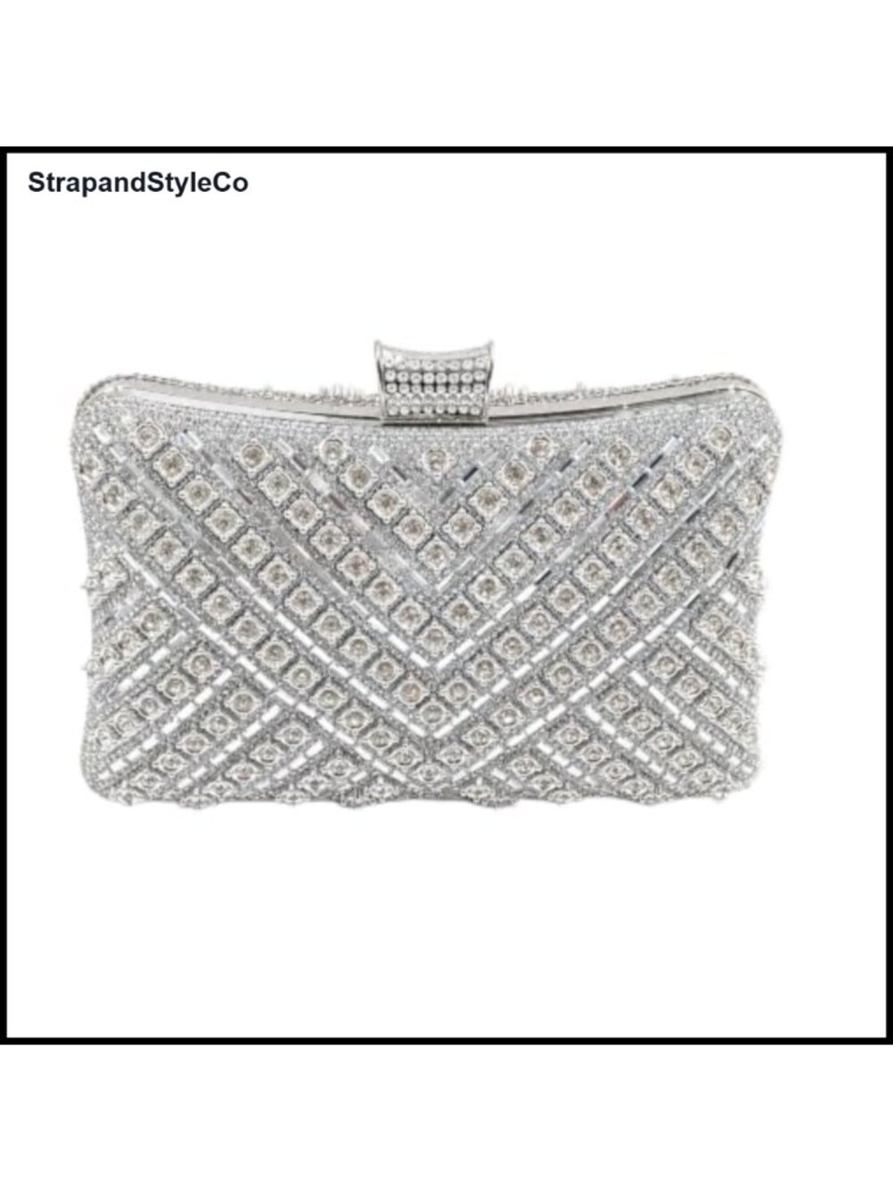 Rhinestone Clutch Purse with Crystal Chain Handle Sparkly Evening Bag